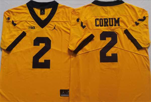 Men%27s Michigan Wolverines #2 CORUM Yellow Stitched Jersey